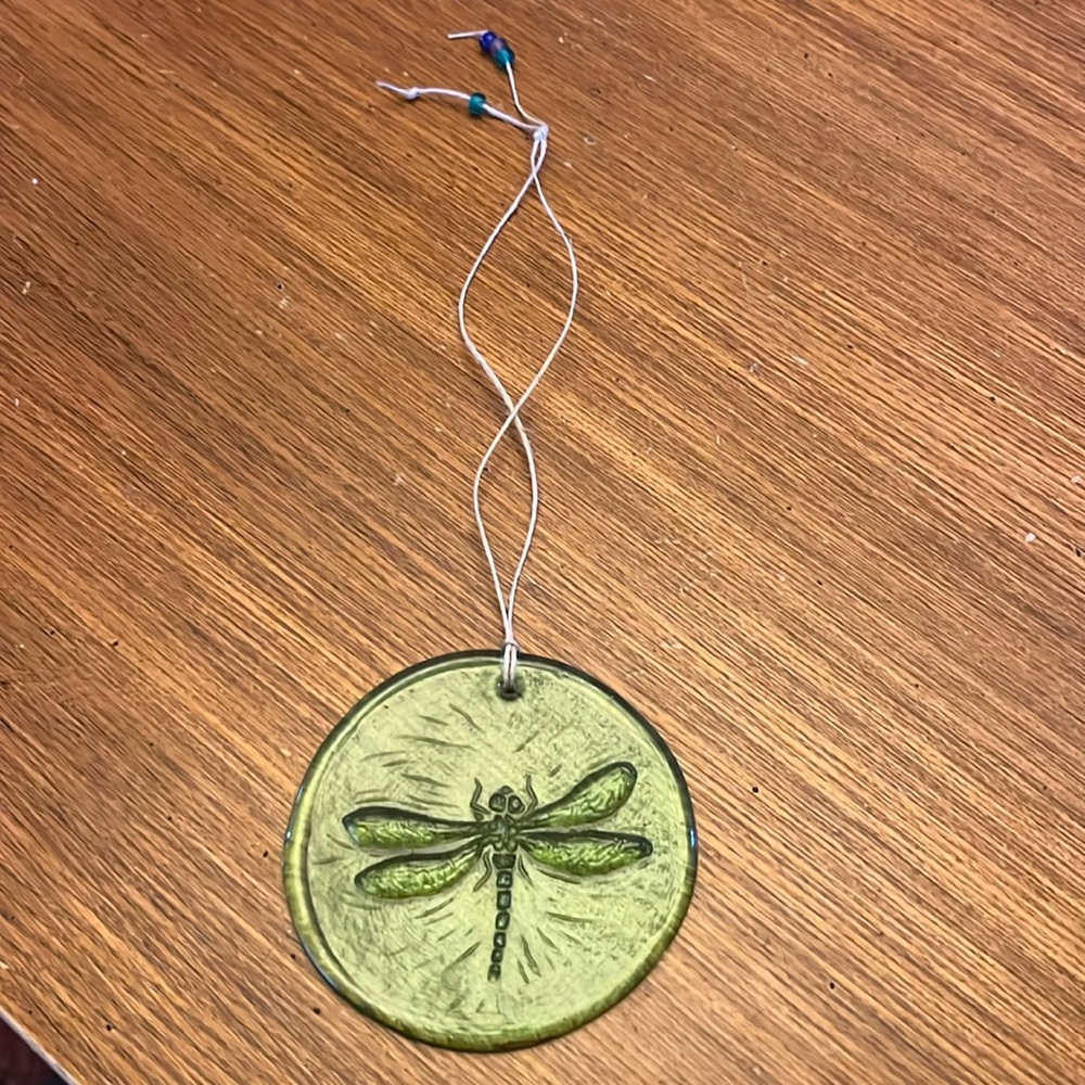 Dragonfly Green Glass Sun Catcher